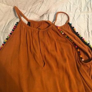 Mustard/Orange Tank Top with Colorful Balls
